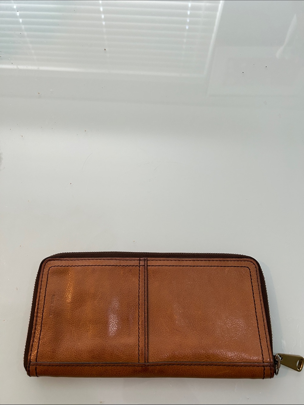 Large Leather Zip travel wallet unisex  passport tickets Fifty Four  Fossil